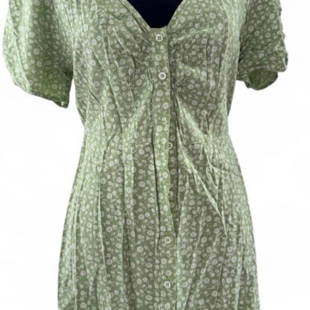Madewell Sage Green Floral Button-Down Dress